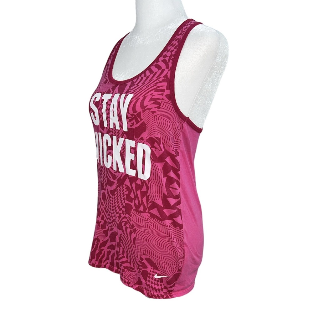 Nike Tank Top Women XS Pink Stay Wicked Racerback Athletic Cut Graphic Tee - Picture 2 of 7